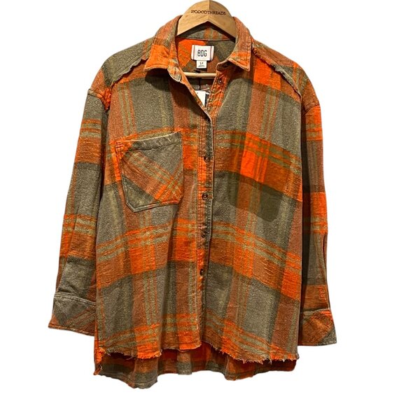 Urban Outfitters BDG Andy Distressed Flannel Shirt, NWT, Orange,  S - Picture 12 of 12